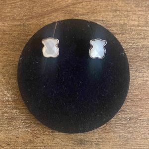 Tous Pearl Bear Sterling Silver Stud Earrings